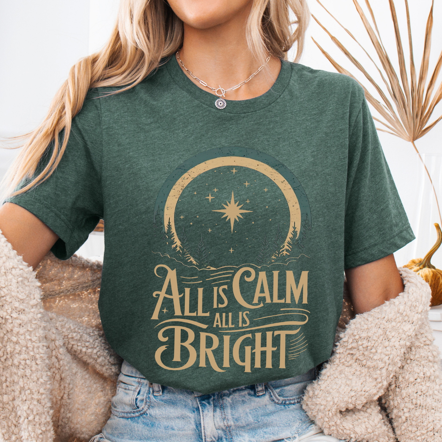 All Is Calm Christmas Christian Graphic T-shirt | ATTA TOOD®