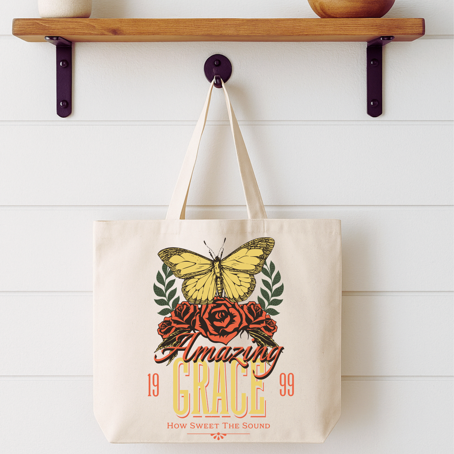 Canvas tote bag | Amazing Grace Faithbased Shopping Bag