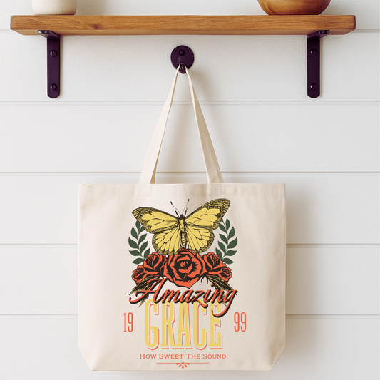 Canvas tote bag | Amazing Grace Faithbased Shopping Bag