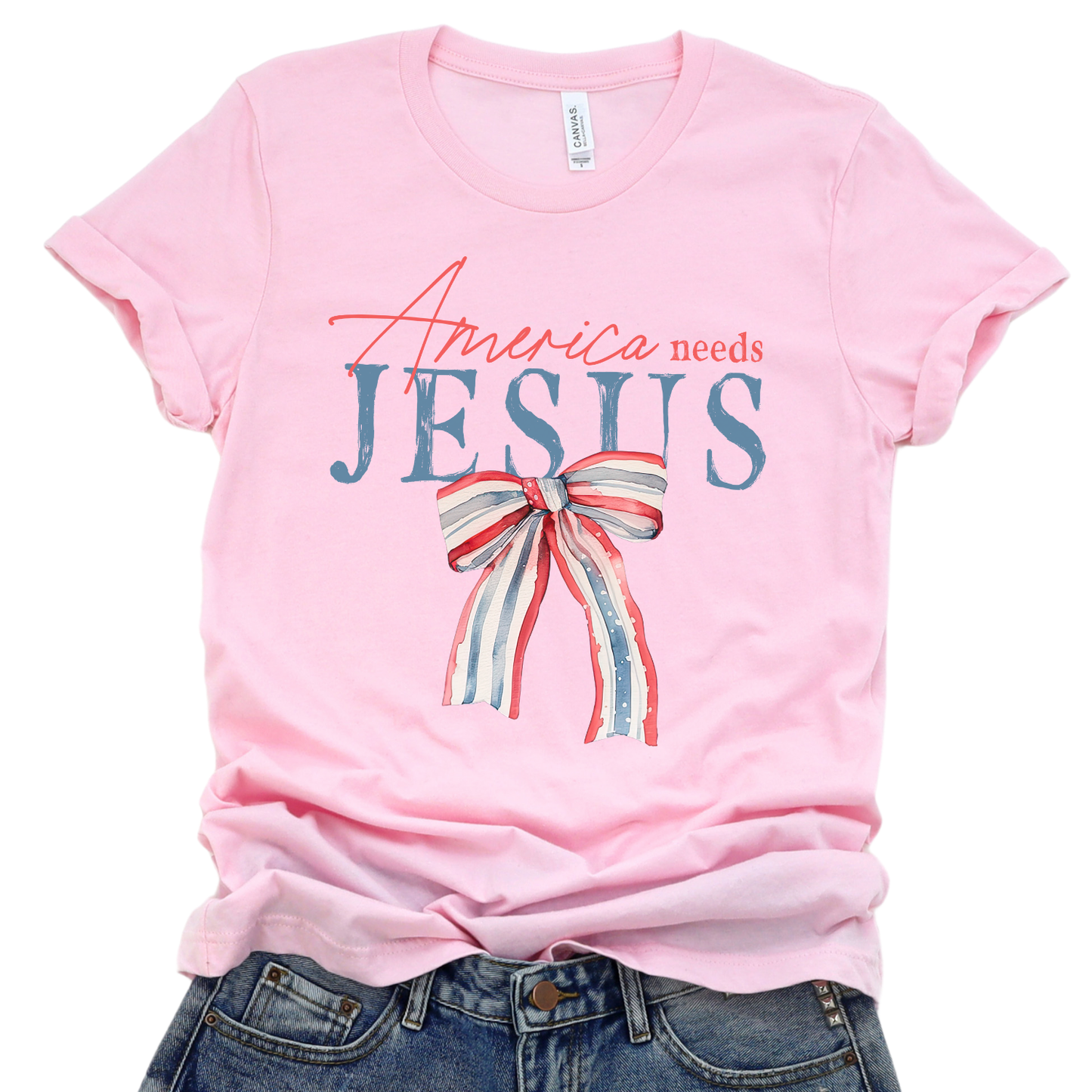 America Needs Jesus Patriotic Christian Graphic T-Shirt | ATTA TOOD®