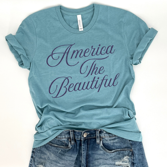 America the beautiful 4th of July graphic t-shirt, Patriotic top