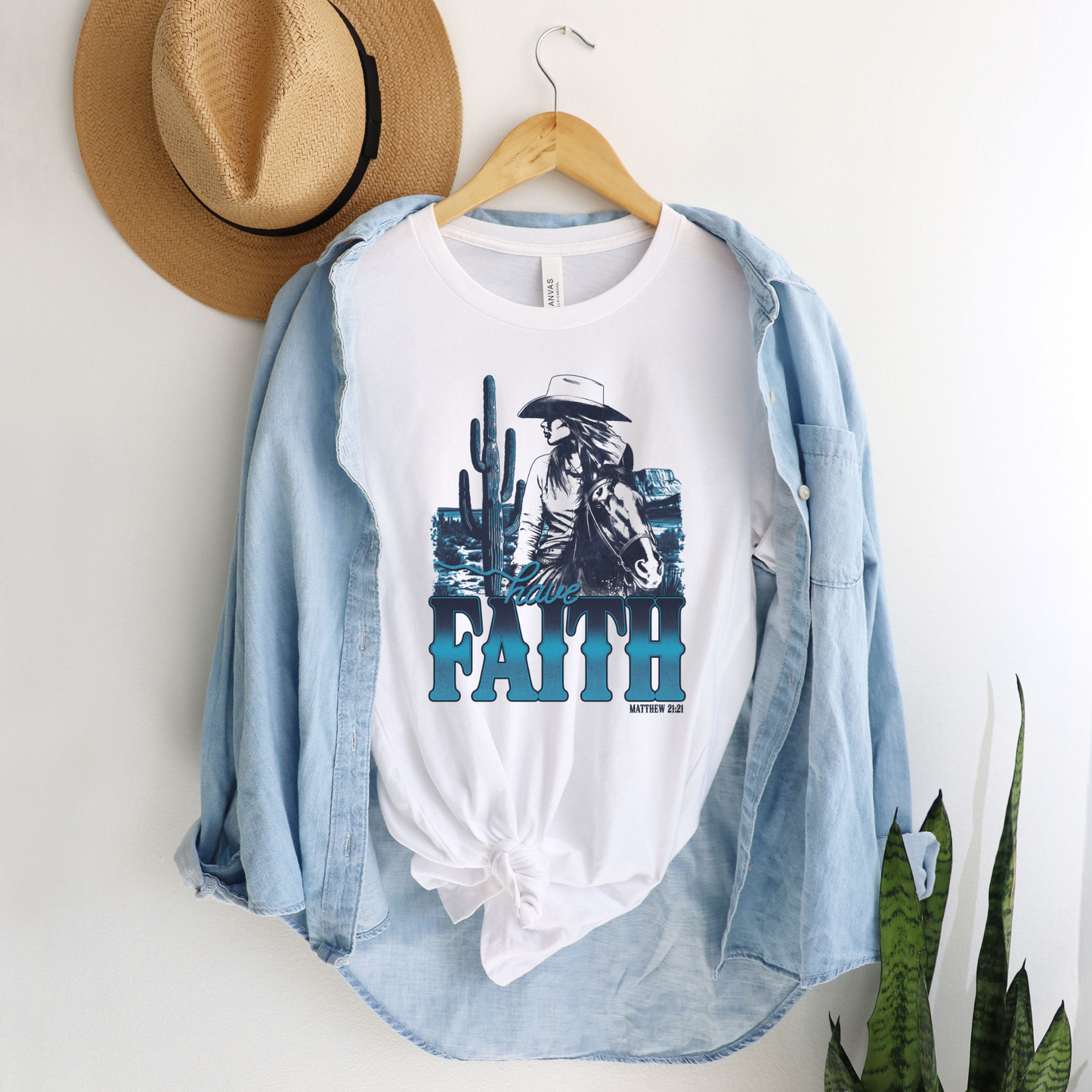 Have Faith country western tees - Blue graphic