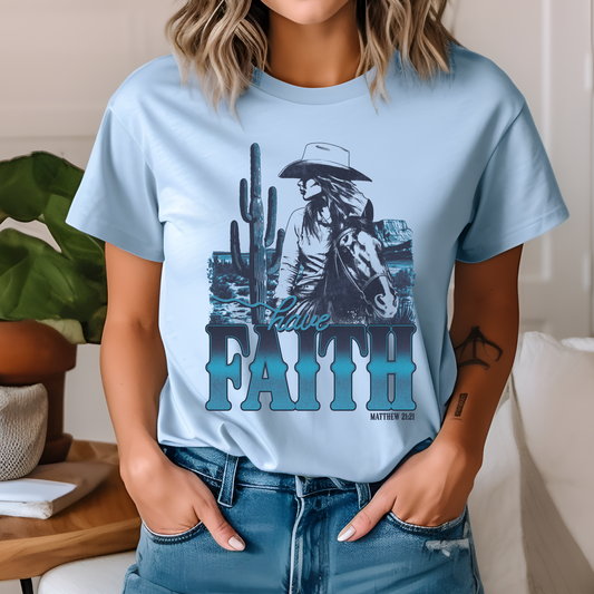 Have Faith country western tees - Blue graphic