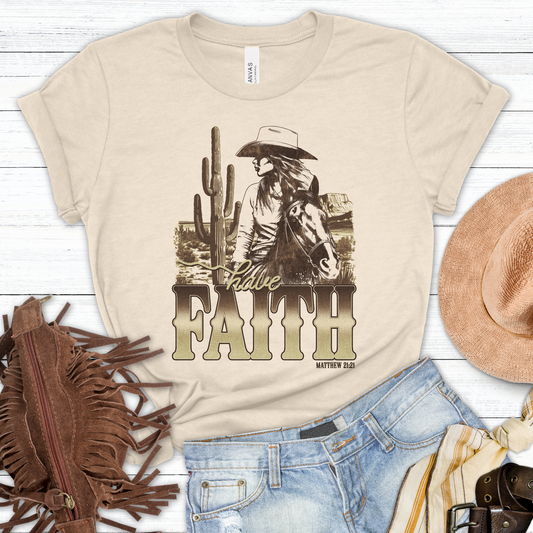 Have Faith country western tees - Brown graphic