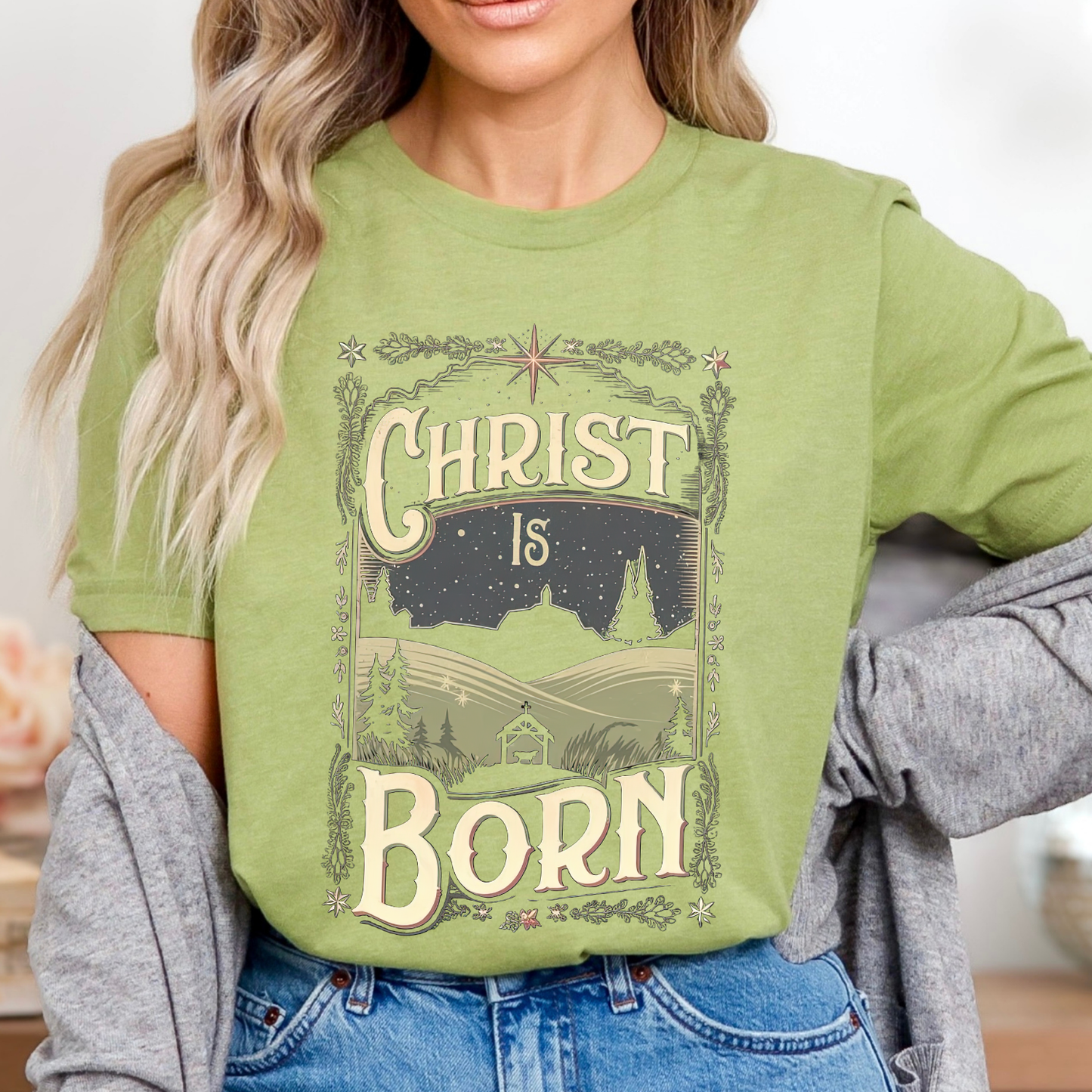 Christ Is Born Christmas Christian Graphic T-Shirt | ATTA TOOD®