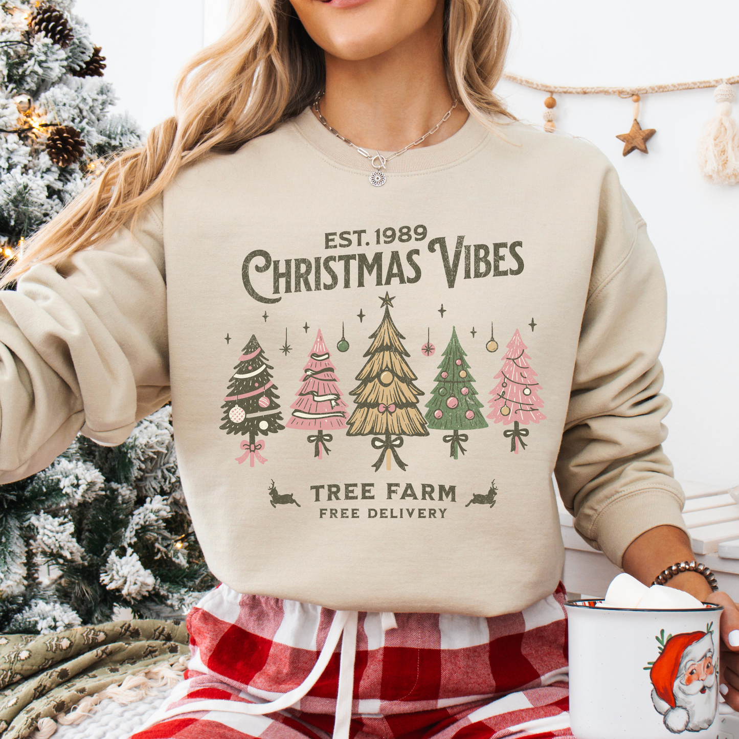 Boho Christmas Tree Farm Graphic Sweatshirt | ATTA TOOD®