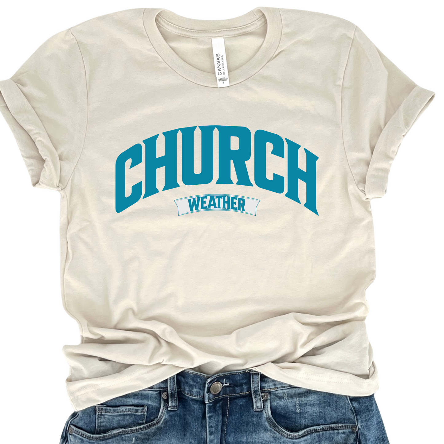 Church Weather Christian Humor Graphic T-Shirt | ATTA TOOD®