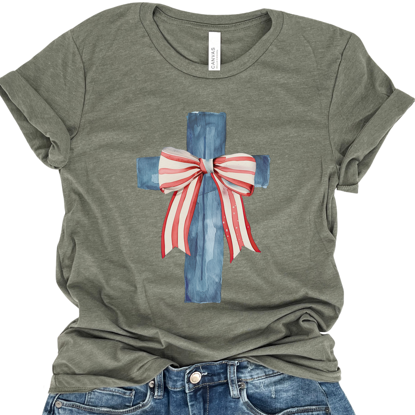 Patriot Red White And Blue Christian Cross T-Shirt | ATTA TOOD®