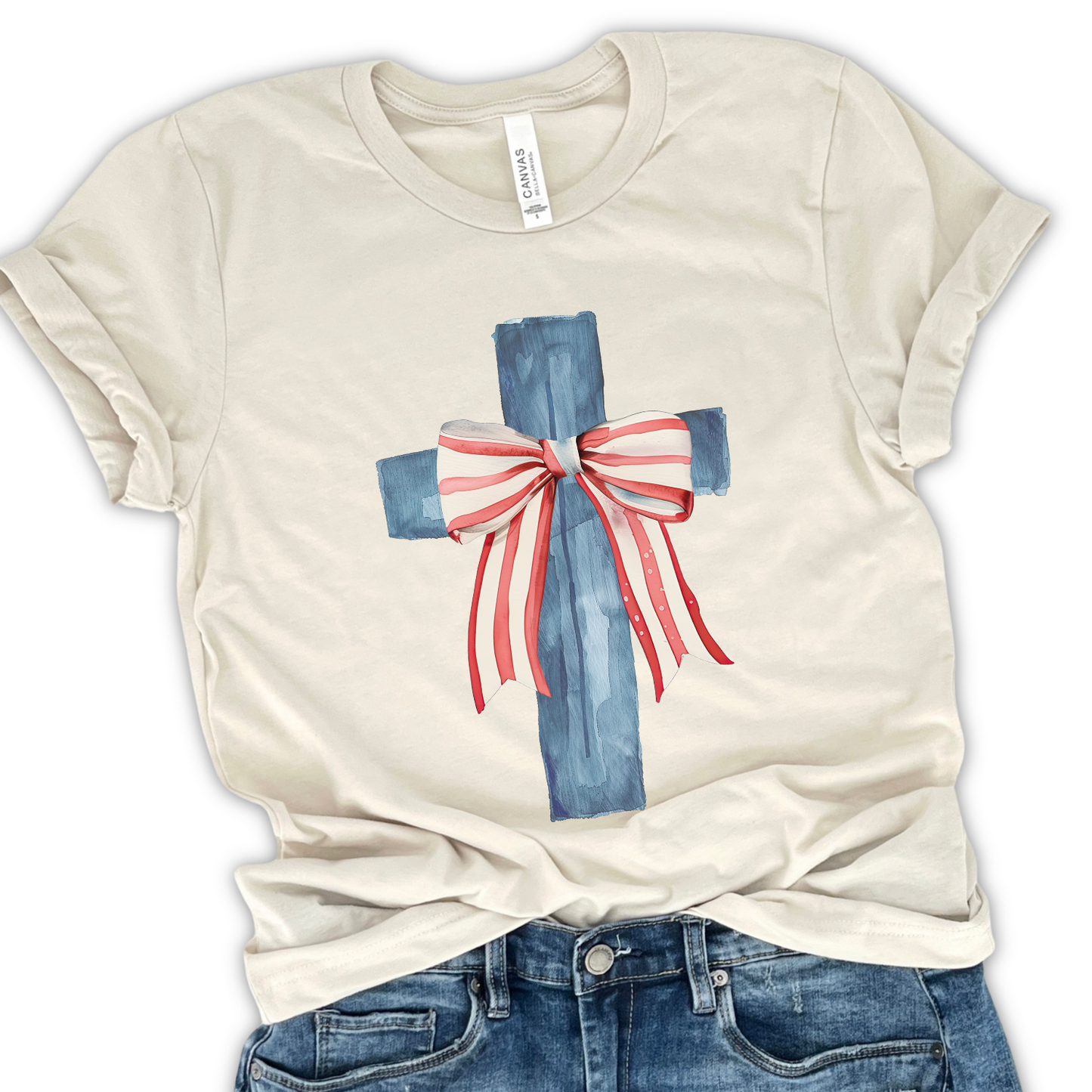 Patriot Red White And Blue Christian Cross T-Shirt | ATTA TOOD®