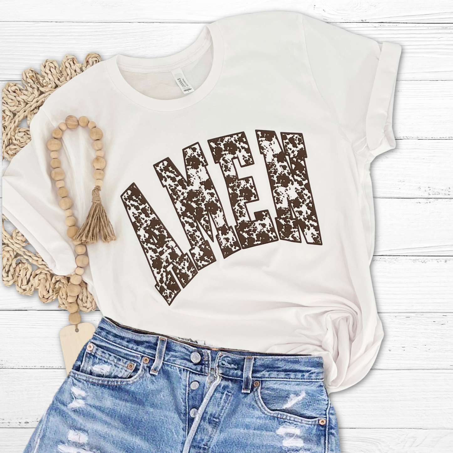 AMEN (oversized) cowprint tee