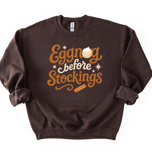 Eggnog Before Stockings Funny Christmas Graphic Sweatshirt