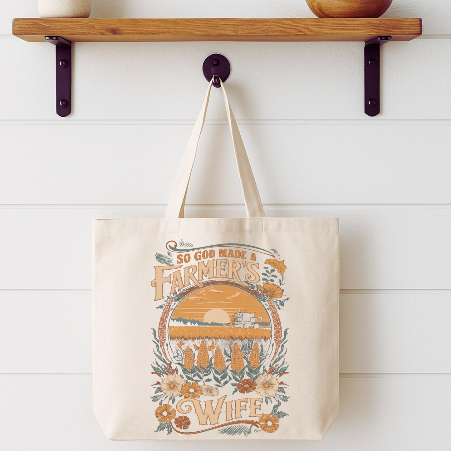 So God Made a Farmer's Wife Tote Bag | Faithbased | ATTA TOOD®