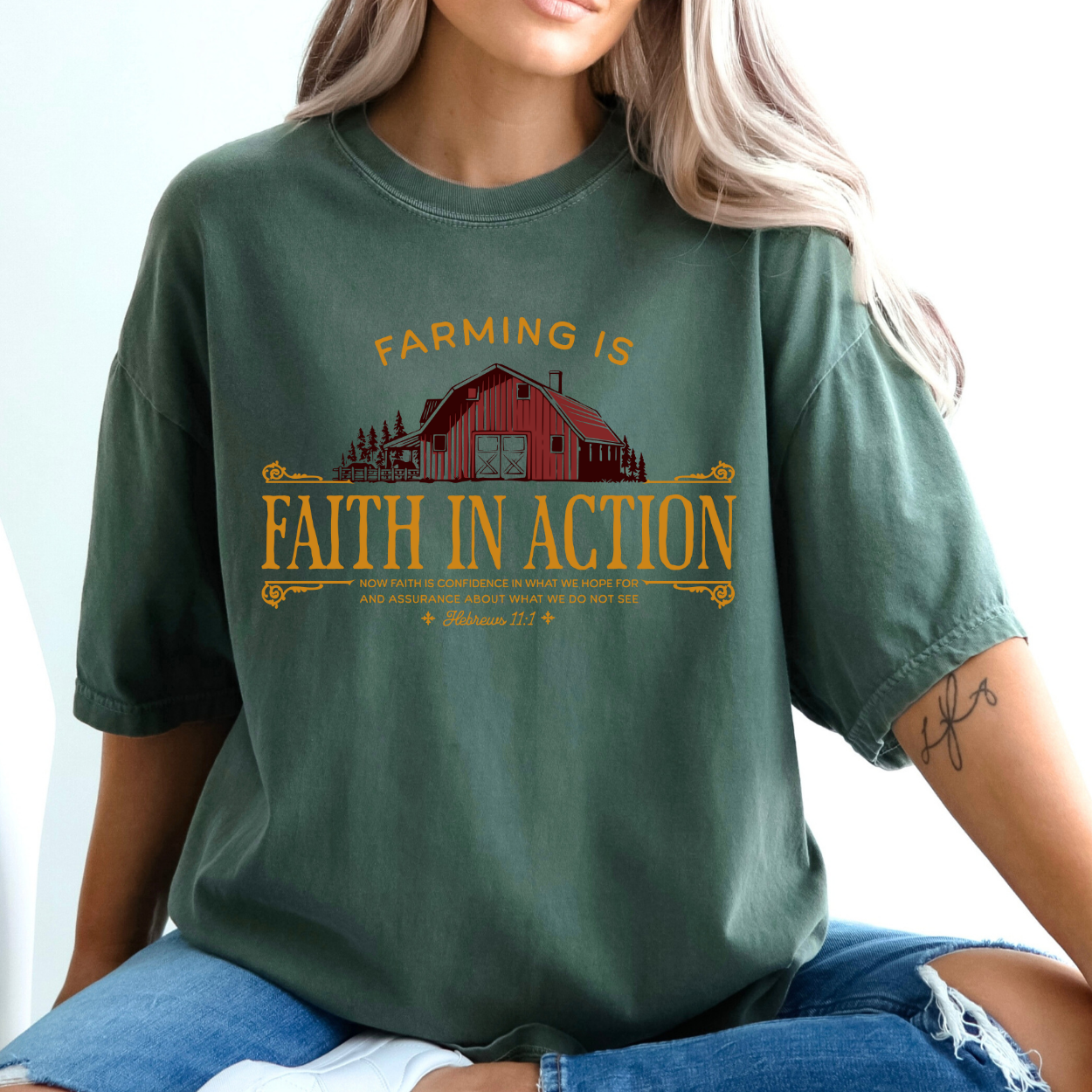 Farming is Faith in Action Christian Scripture T-Shirt | ATTA TOOD®