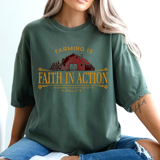 Farming is Faith in Action Christian Scripture T-Shirt | ATTA TOOD®