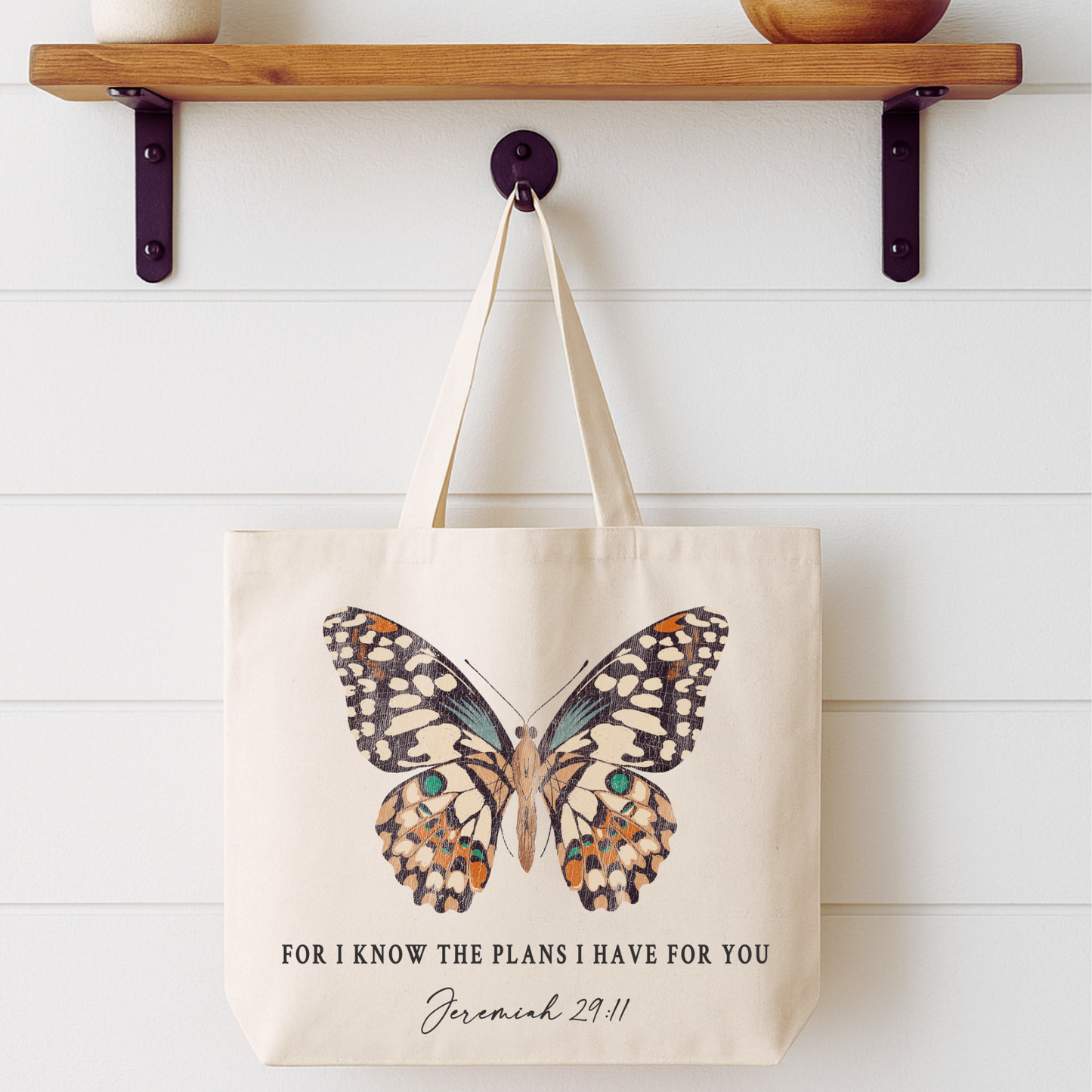 For I Know The Plans Butterfly Tote Bag | Faithbased | ATTA TOOD®