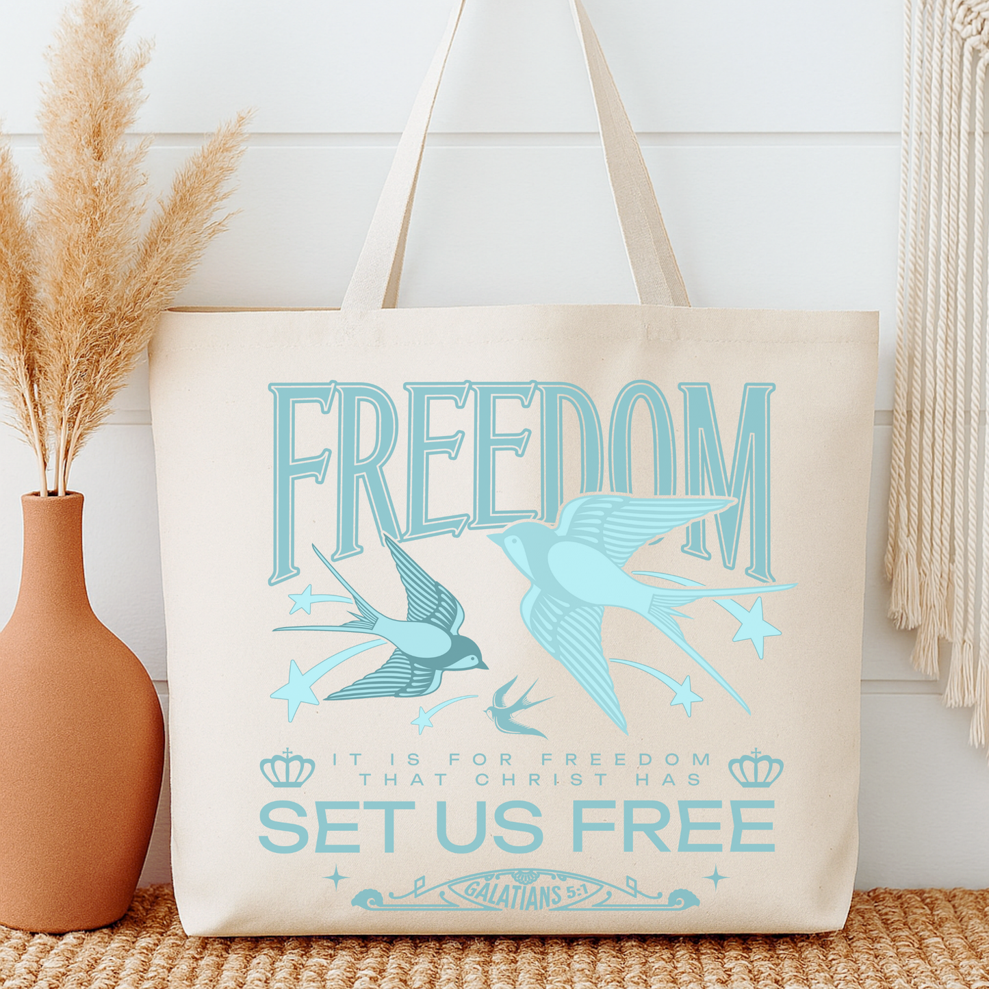 Freedom Set Us Free Bird Tote Bag | Faithbased | ATTA TOOD®