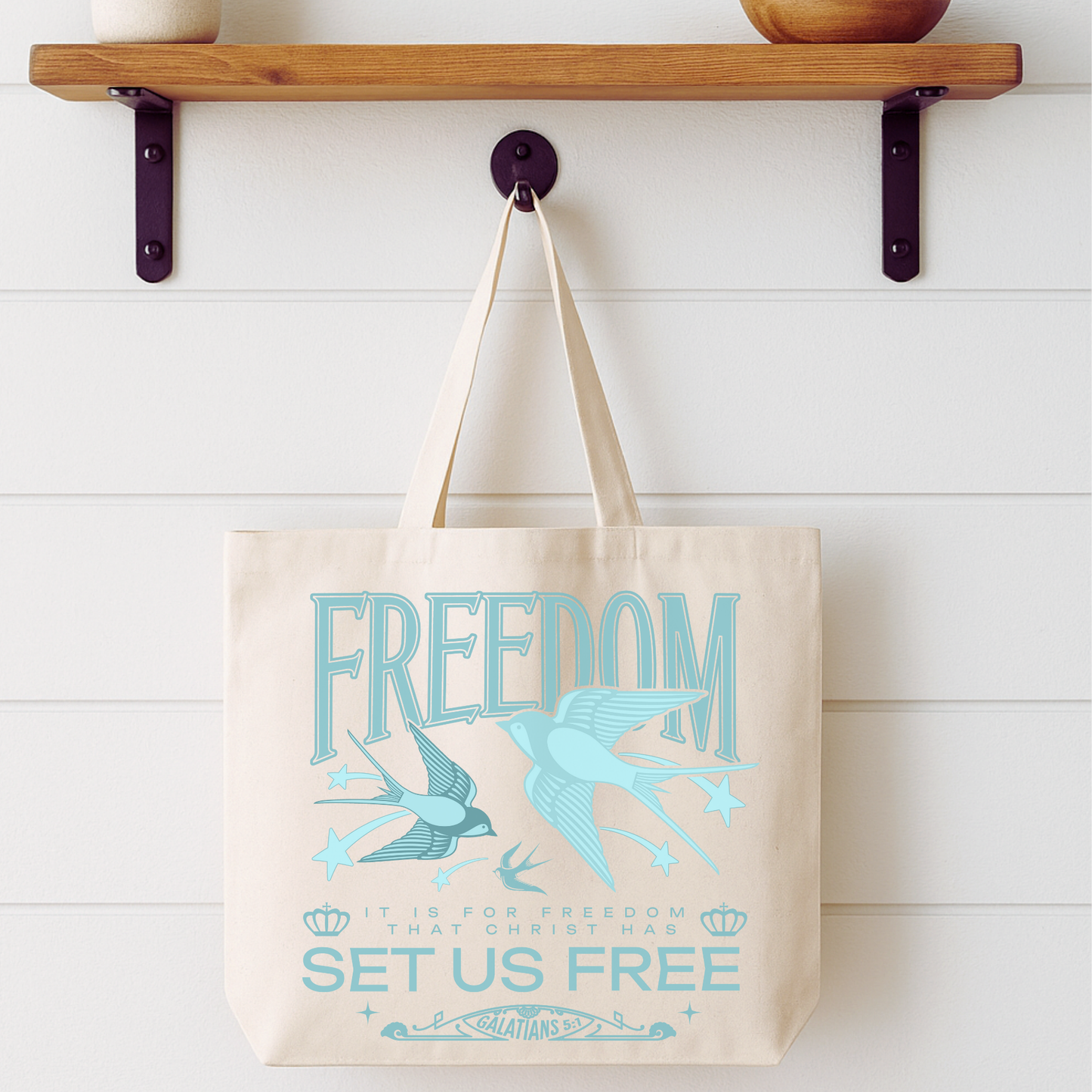 Freedom Set Us Free Bird Tote Bag | Faithbased | ATTA TOOD®