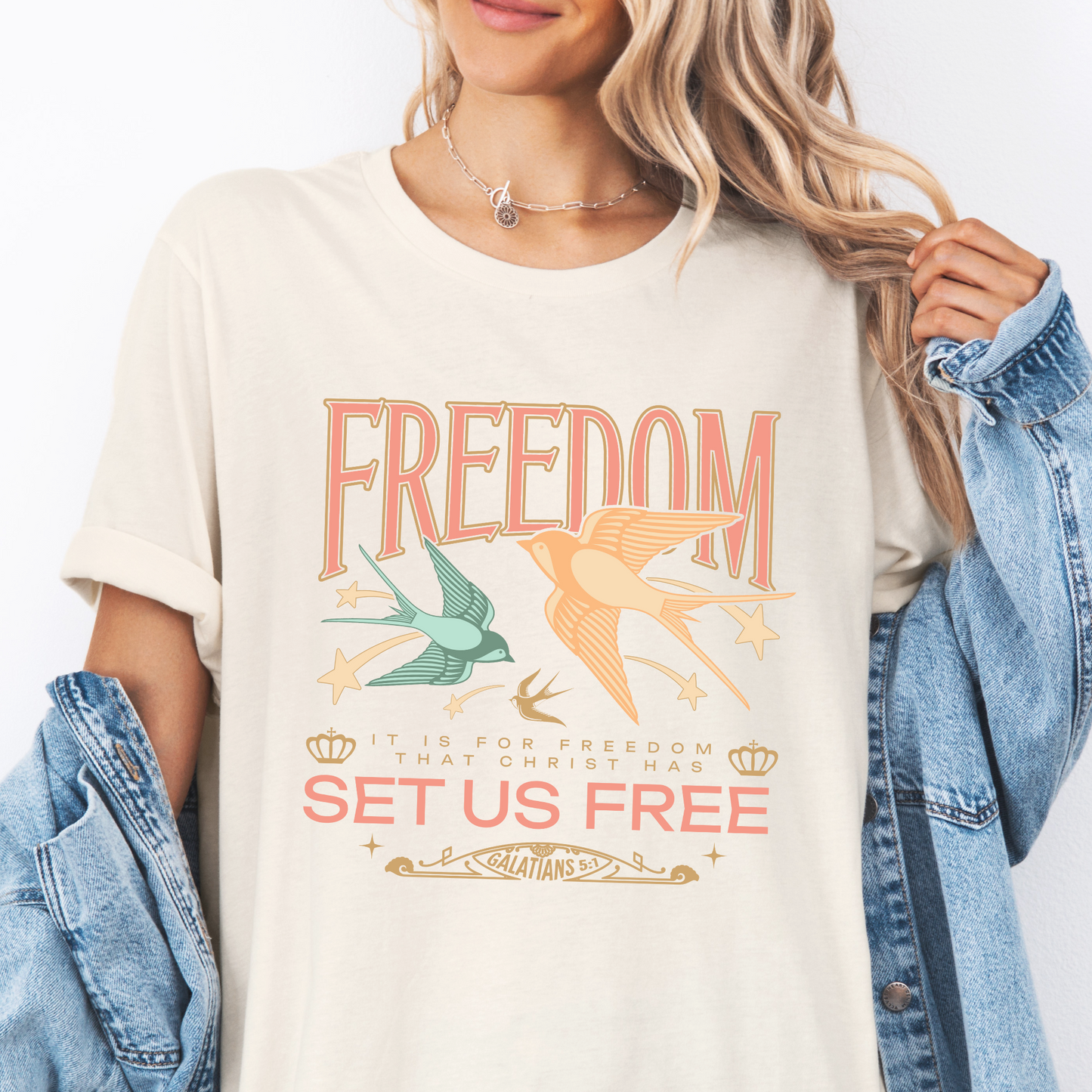 FREEDOM Set Us Free Christian Graphic T-Shirt | ATTA TOOD®