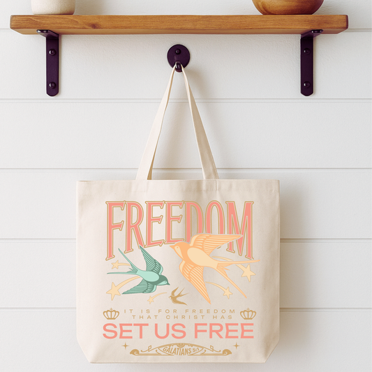 Freedom Set Us Free Bird Tote Bag | Faithbased | ATTA TOOD®