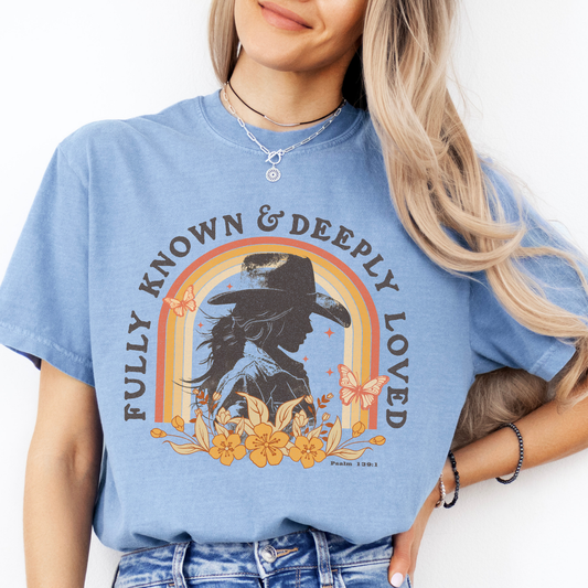 Fully Known Western Cowgirl Christian Graphic T-Shirt | ATTA TOOD®