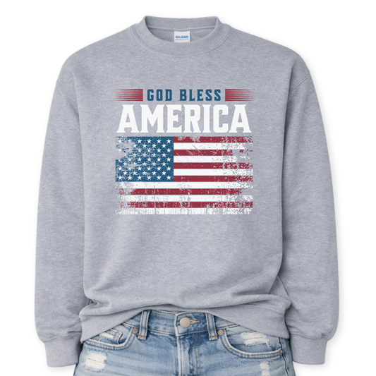 4th of July Patriotic Sweatshirt | God Bless America Flag