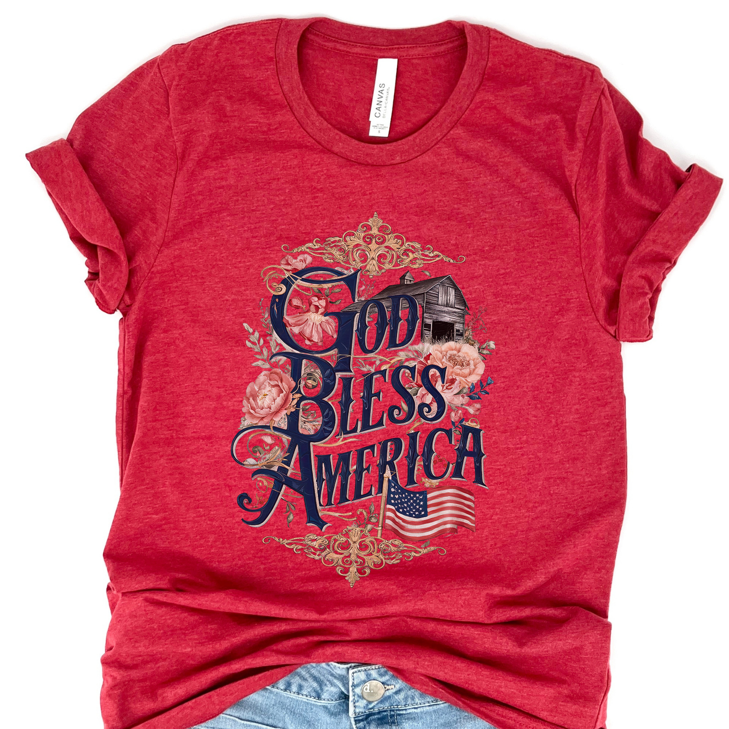God Bless American Christian Patriotic Graphic T-Shirt | ATTA TOOD®