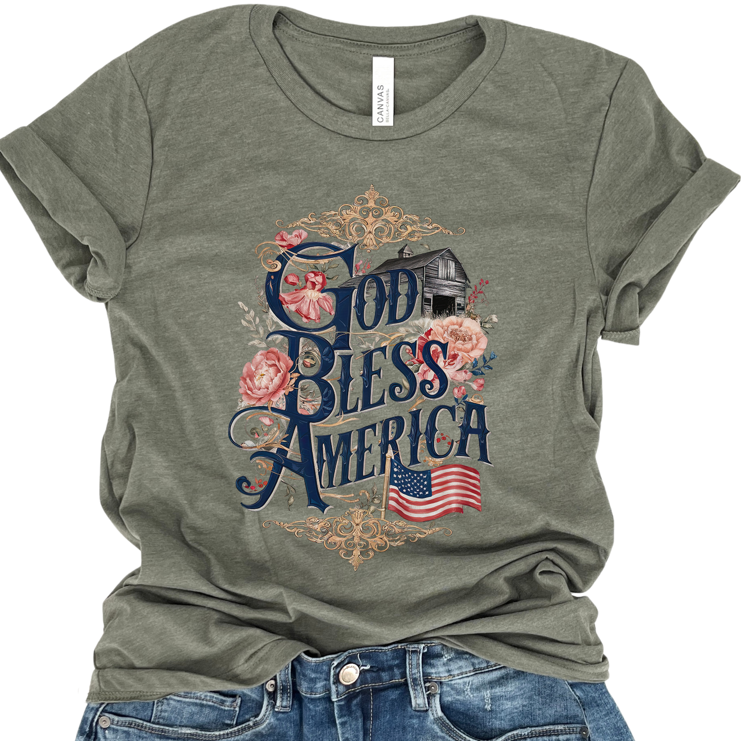 God Bless American Christian Patriotic Graphic T-Shirt | ATTA TOOD®