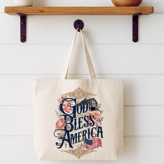 God Bless America Tote Bag | Faithbased | ATTA TOOD®