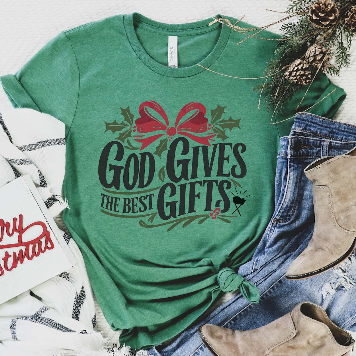 God Gives The Best Gifts Christmas Graphic T-Shirt | ATTA TOOD®