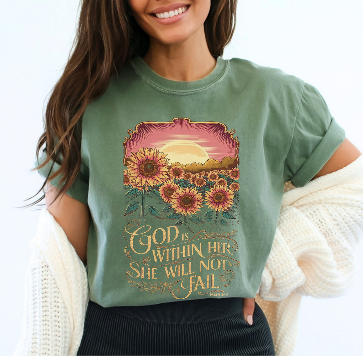 God Is Within Her Christian Scripture Graphic T-Shirt | ATTA TOOD®