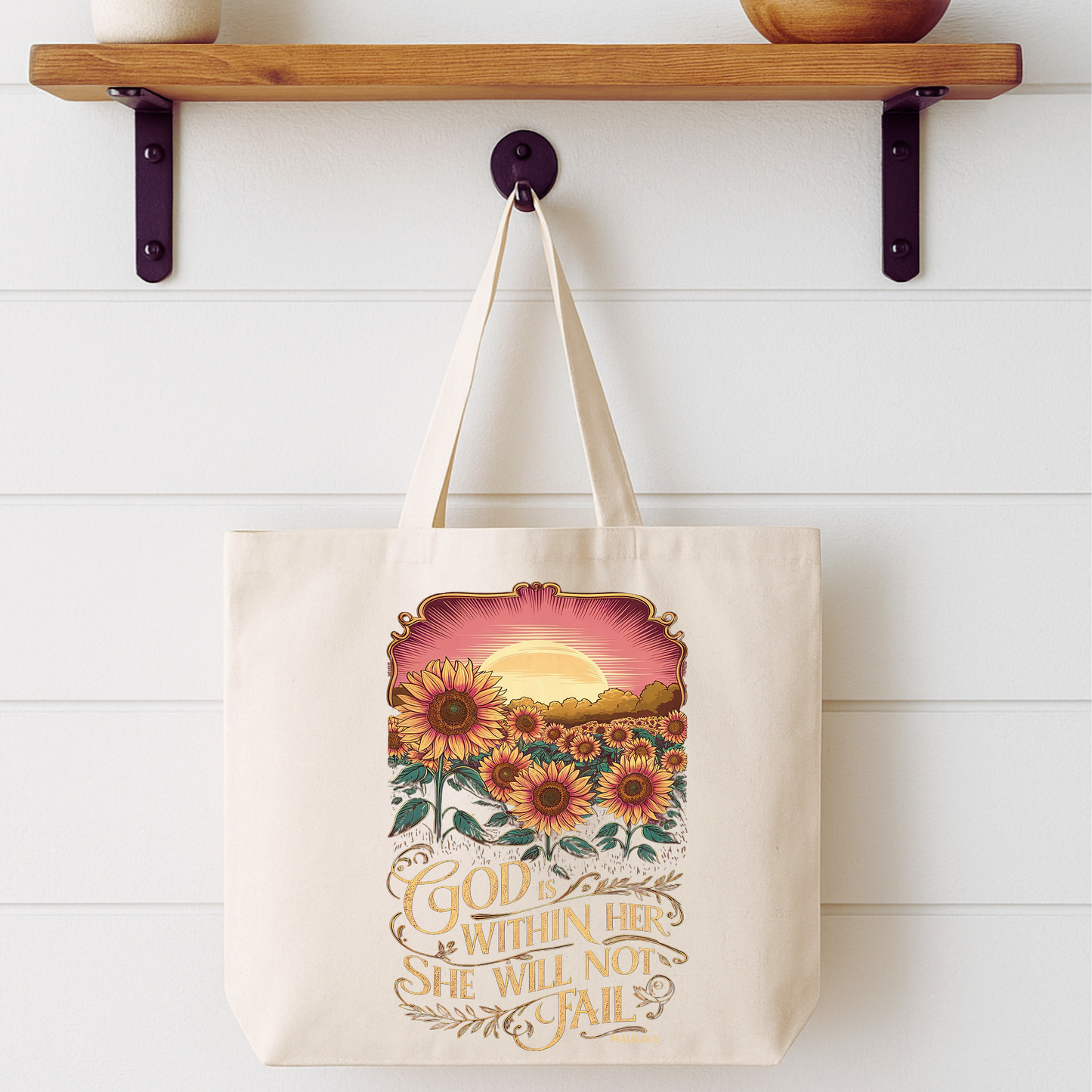 God Is Within Her Daisy Tote Bag | Faithbased | ATTA TOOD®