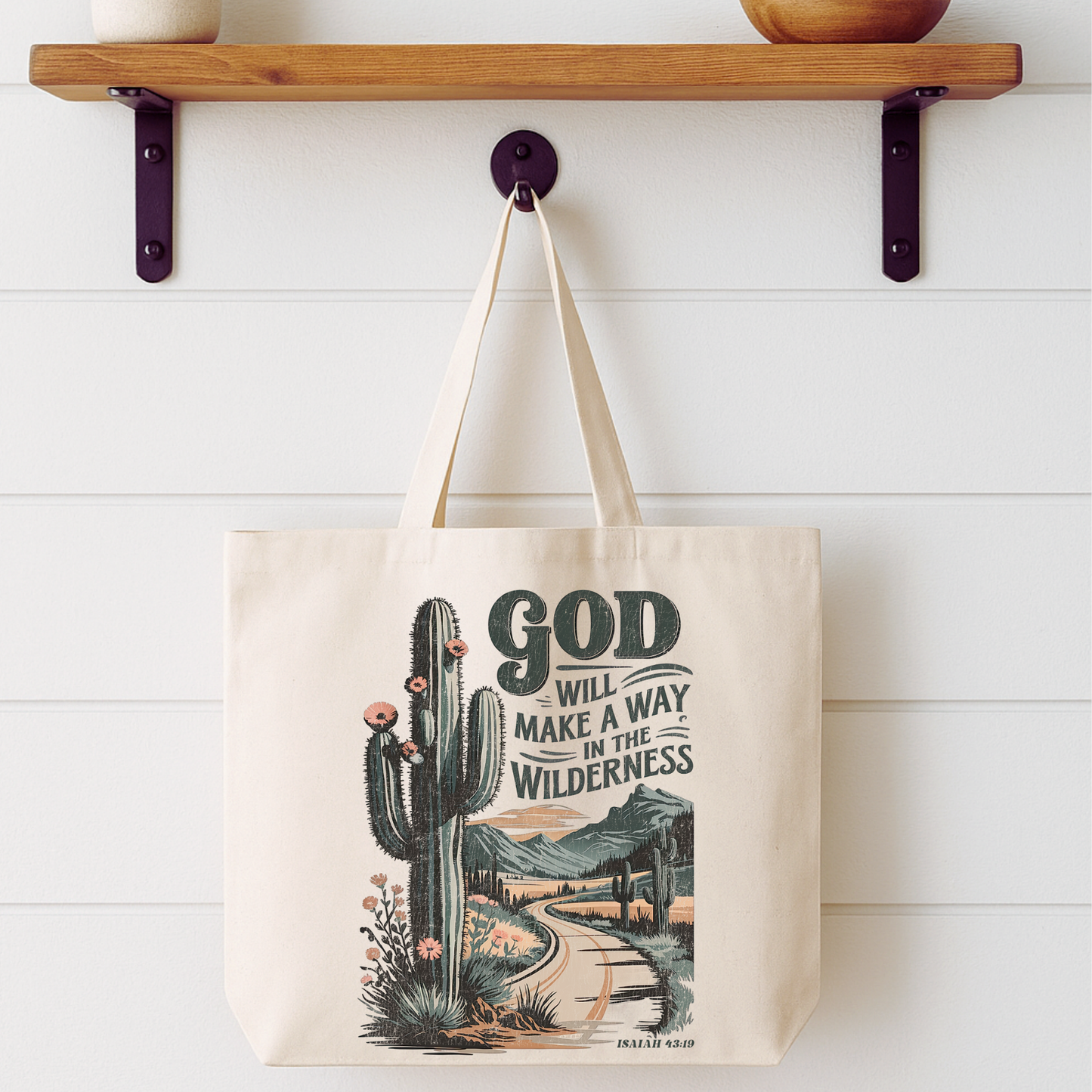 God Will Make a Way Cactus Desert Tote Bag | Faithbased | ATTA TOOD®
