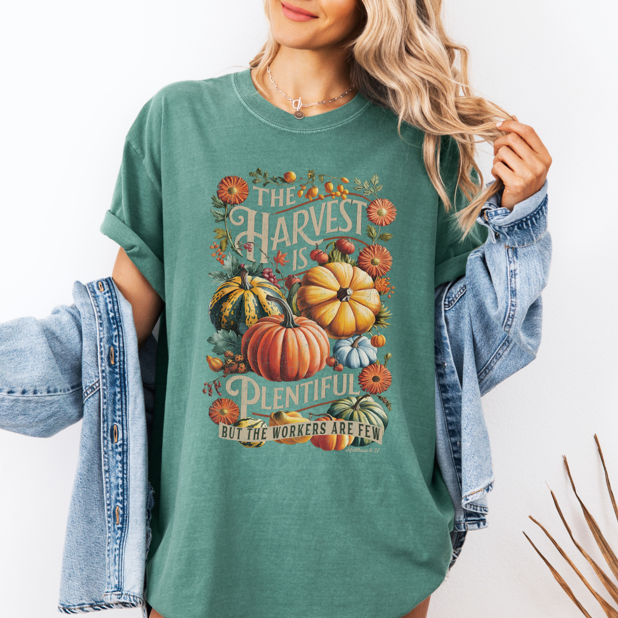 Plentiful Harvest Christian Fall Pumpkin Graphic T-Shirt | ATTA TOOD®