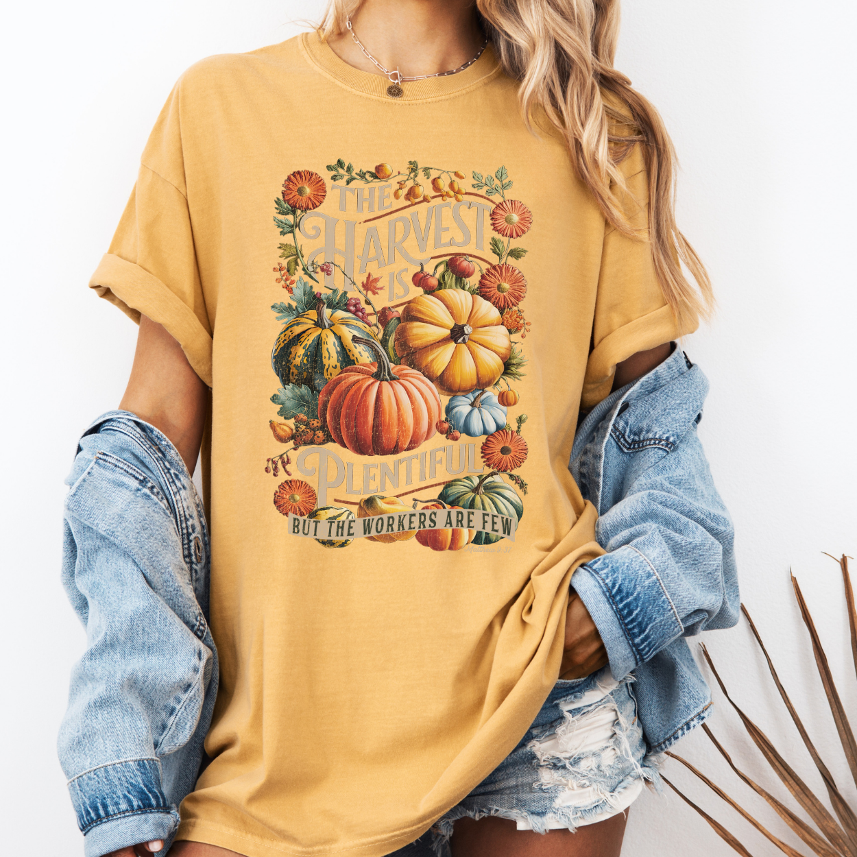 Plentiful Harvest Christian Fall Pumpkin Graphic T-Shirt | ATTA TOOD®