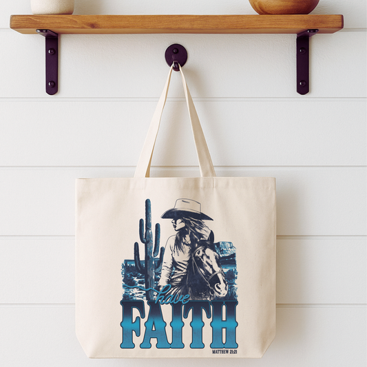 Have Faith Western Cowgirl Tote Bag | Faithbased | ATTA TOOD®