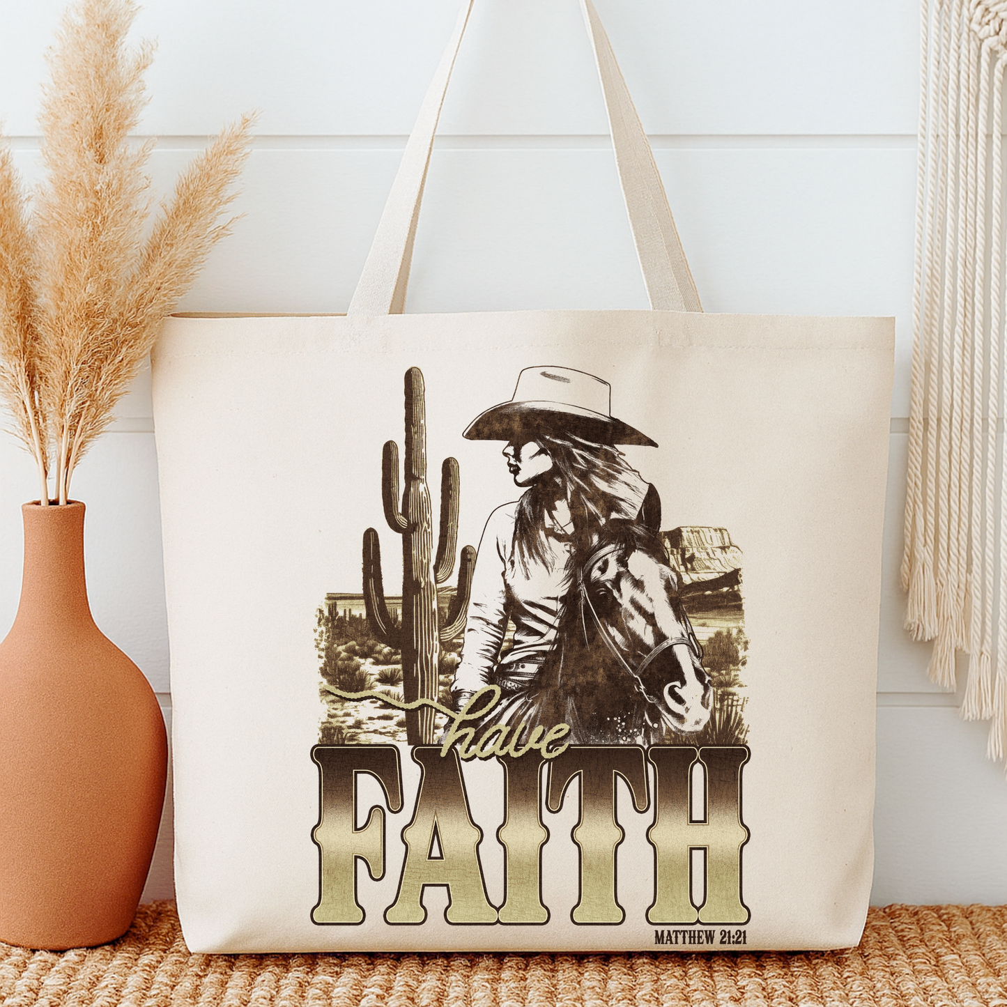 Have Faith Western Cowgirl Tote Bag | Faithbased | ATTA TOOD®