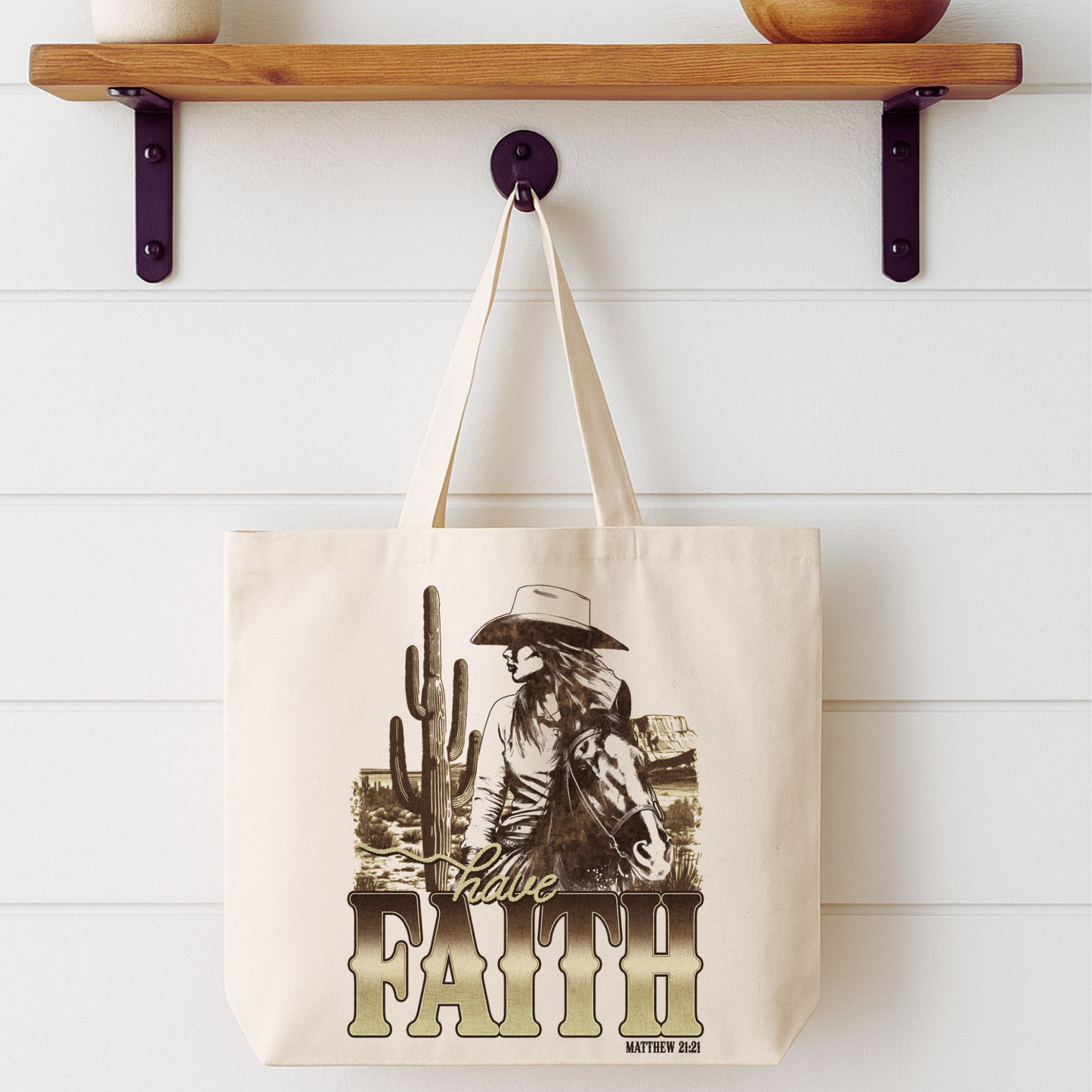 Have Faith Western Cowgirl Tote Bag | Faithbased | ATTA TOOD®