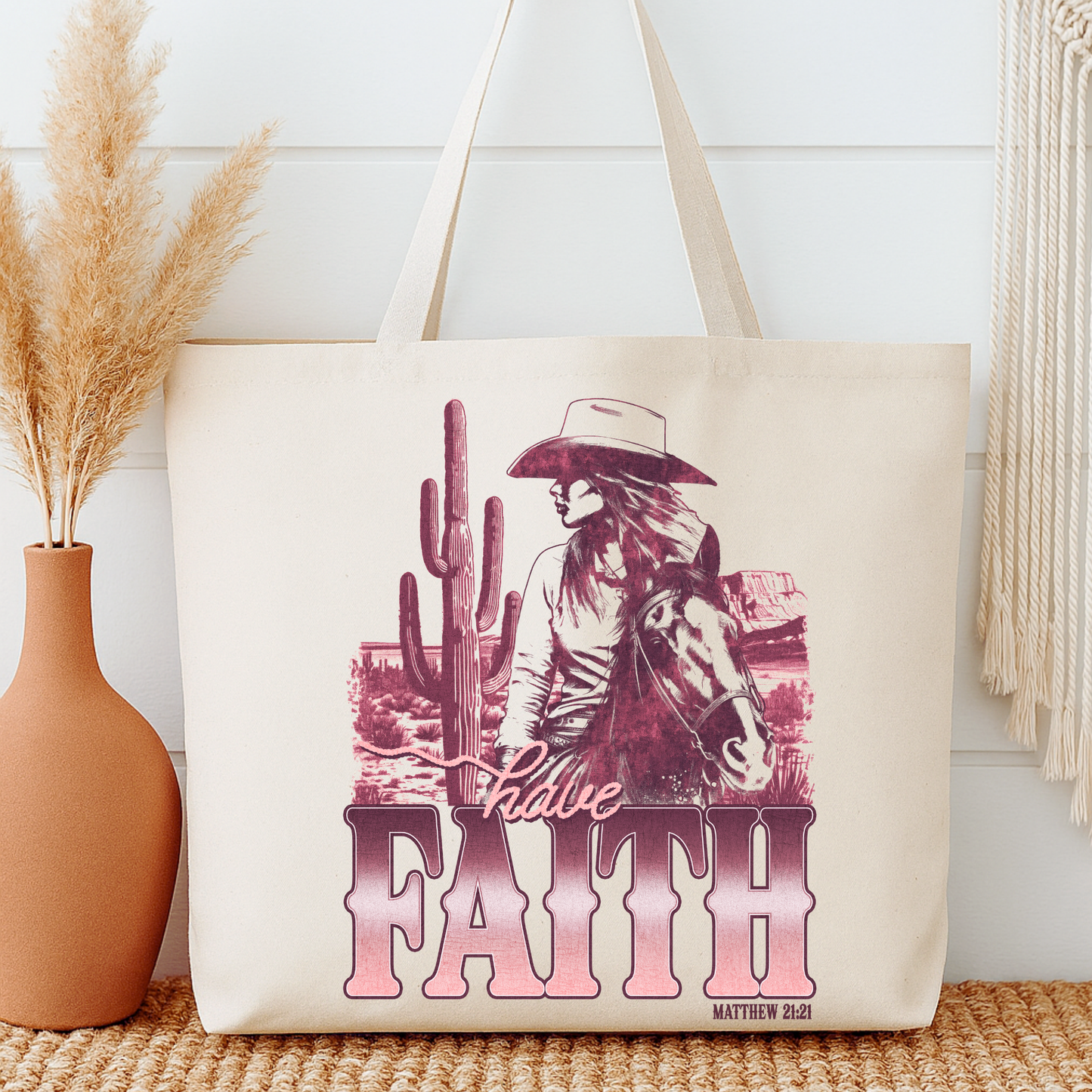 Have Faith Western Cowgirl Tote Bag | Faithbased | ATTA TOOD®