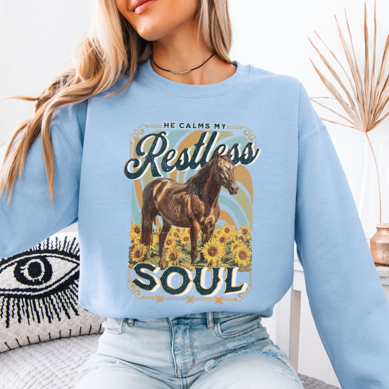 Calms the Restless Soul Christian Faith Graphic Sweatshirt | ATTA TOOD®