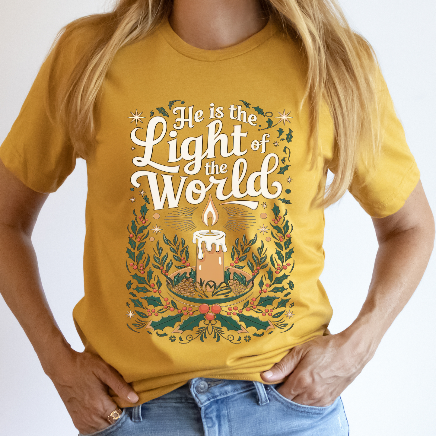 Light Of The World Christmas Christian Graphic T-Shirt | ATTA TOOD®