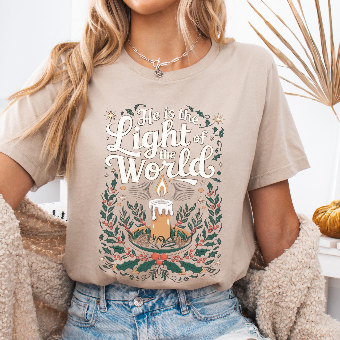 Light Of The World Christmas Christian Graphic T-Shirt | ATTA TOOD®