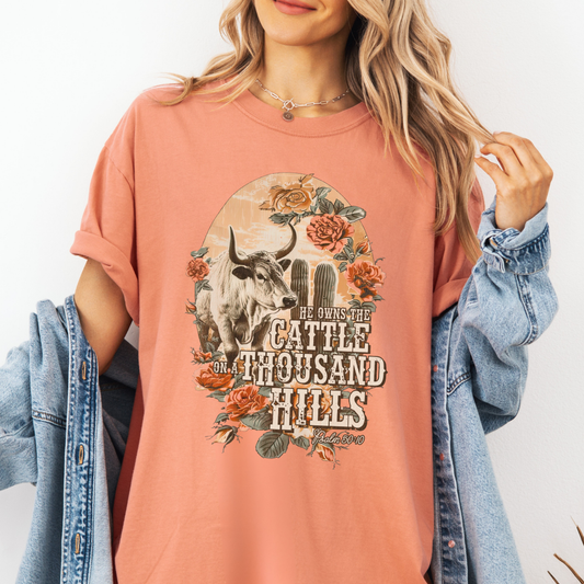 He Owns The Cattle Christian Scripture Graphic T-Shirt | ATTA TOOD®