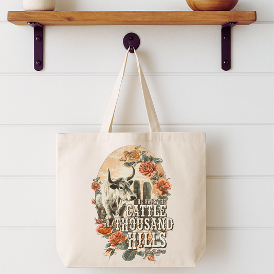 He Owns The Cattle Tote Bag | Faithbased | ATTA TOOD®