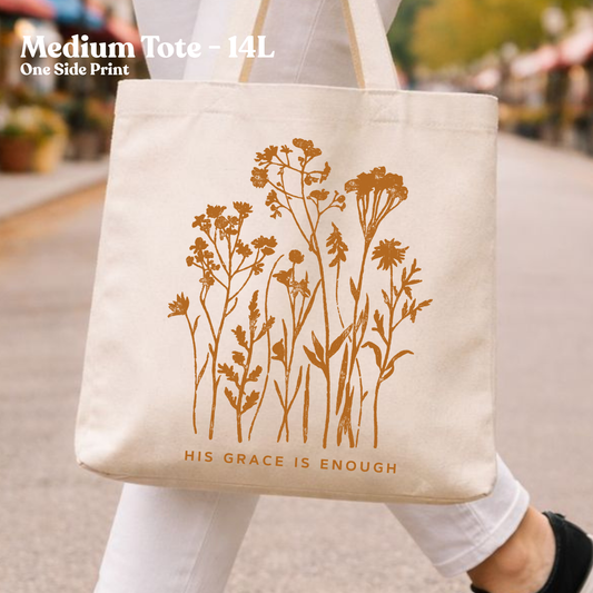 His Grace Is Enough Christian Faith Canvas Tote Bag
