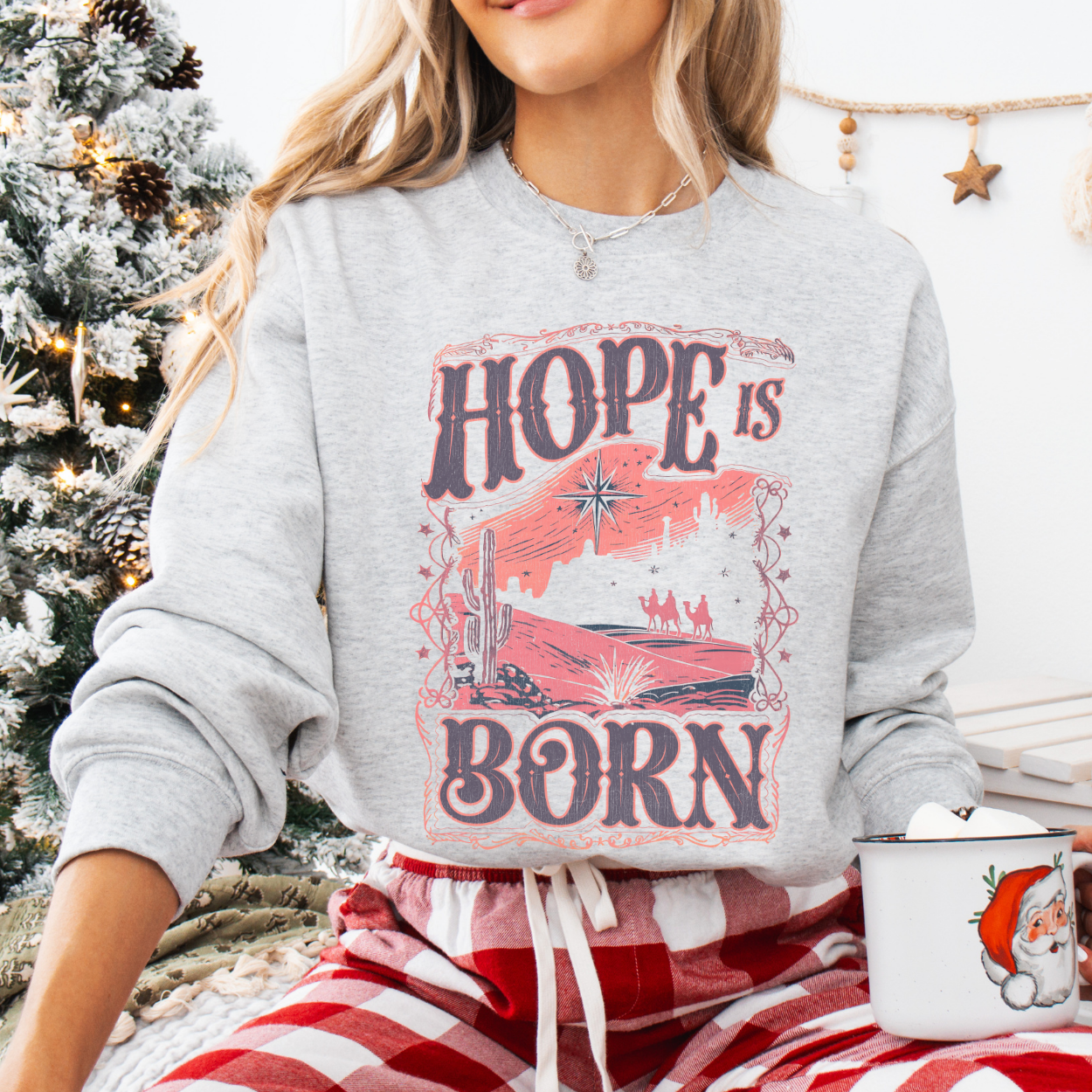 Hope Is Born Christmas Christian Graphic Sweatshirt | ATTA TOOD®