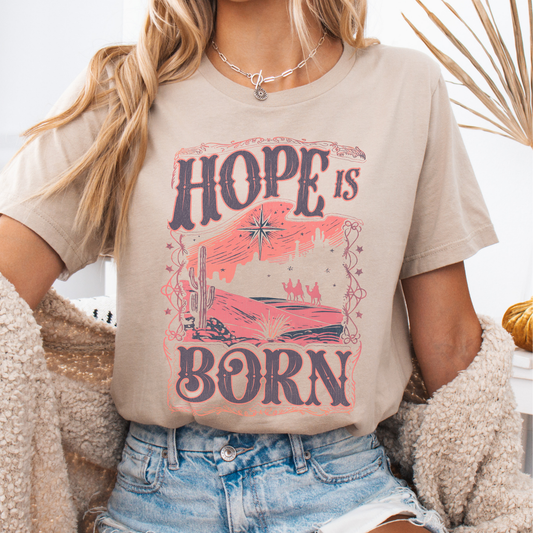 Hope is Born Christmas Christian Graphic T-Shirt | ATTA TOOD®