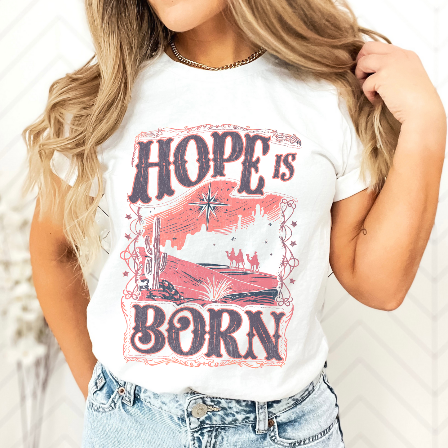 Hope is Born Christmas Christian Graphic T-Shirt | ATTA TOOD®