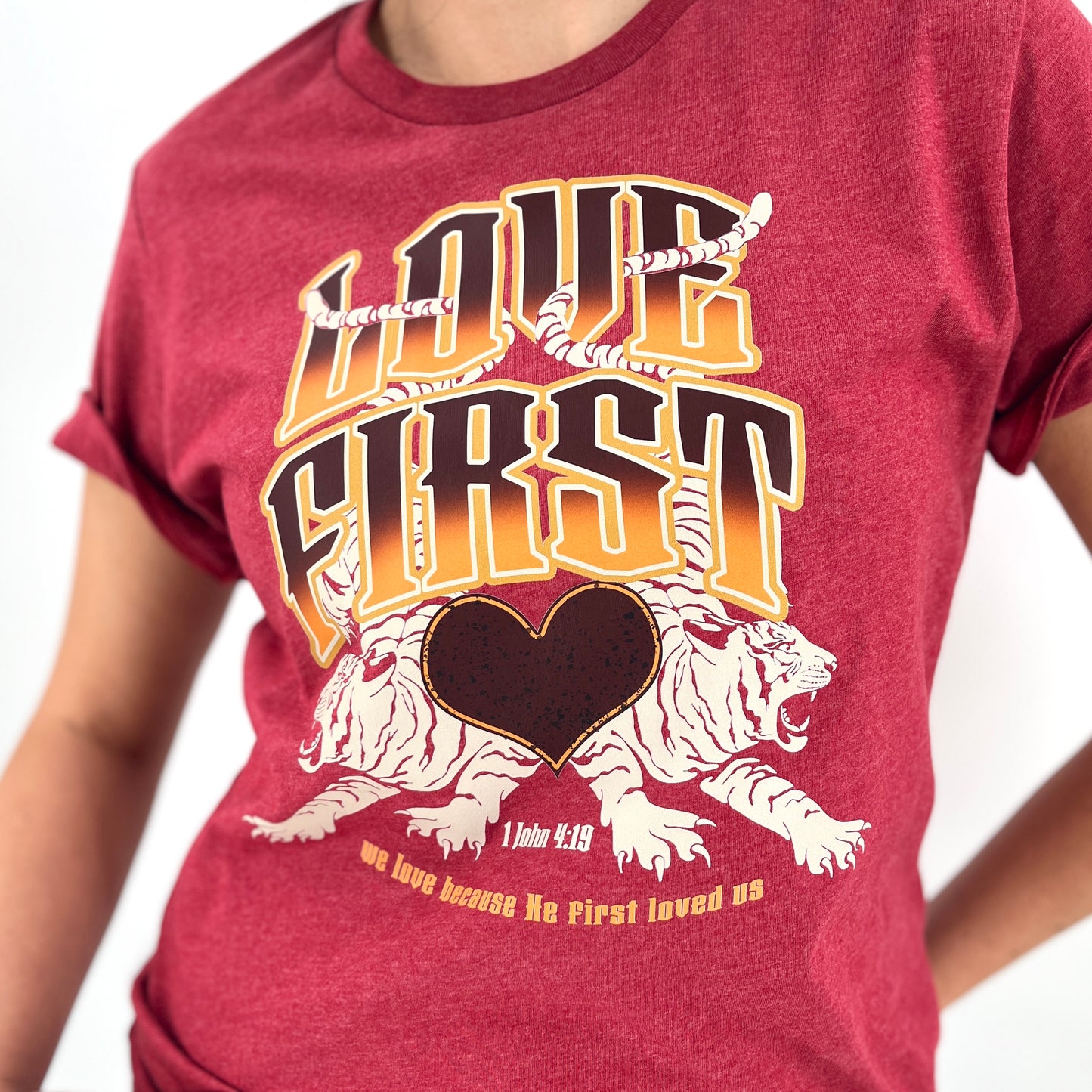 Love first biblical graphic t-shirt