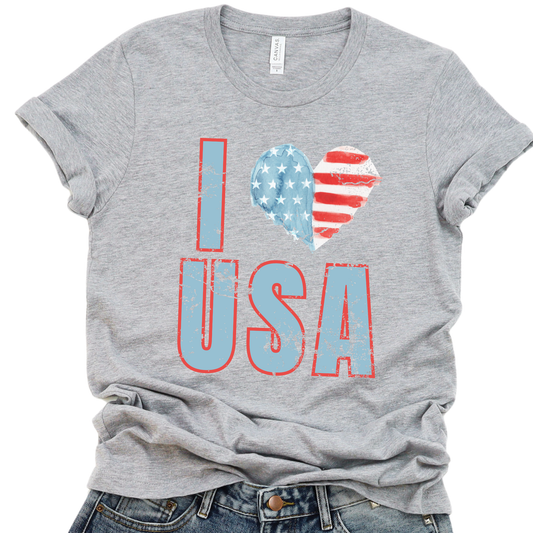 I love USA distressed graphic t-shirt, American Flag, 4th of July top