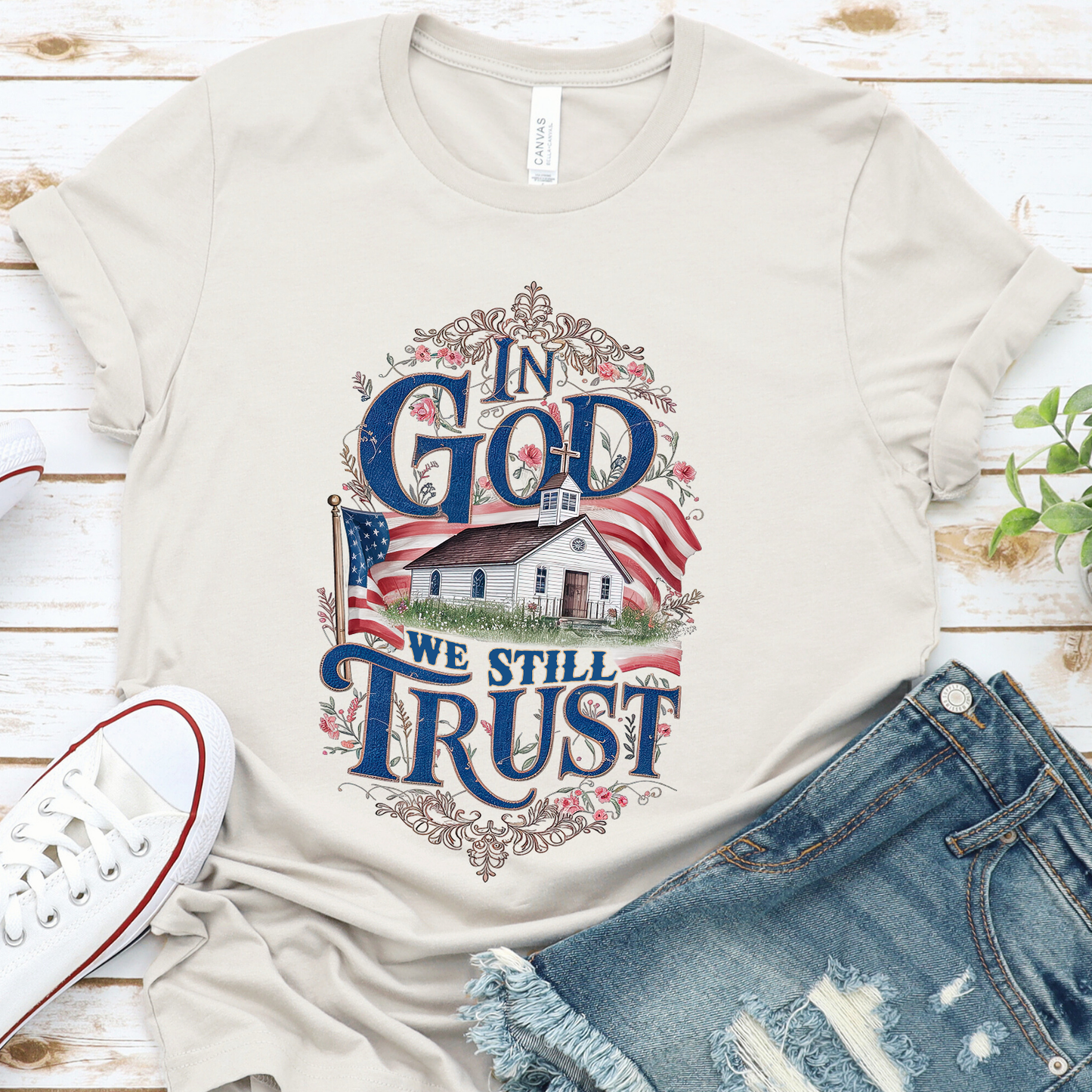 In God We Still Trust Patriotic Christian Graphic T-Shirt | ATTA TOOD®